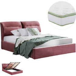 HomeMarkt Kendra Κρεβάτι Υπέρδιπλο Υφασμάτινο με Αποθηκευτικό Χώρο Στρώμα & Μηχανισμό Ανύψωσης 160x200cm HM10830.02
