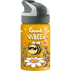 Laken Vibees Παιδικό Παγούρι Θερμός Ανοξείδωτο BPA Free με Καλαμάκι Κίτρινο 350ml