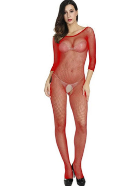 Kinksters Ολόσωμο Καλσόν Διχτυωτό με Ανοιχτό Καβάλο Κόκκινο 6928048045101