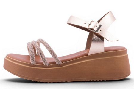 Love4shoes Καλοκαιρινές Γυναικείες Πλατφόρμες Χαμηλές Δερμάτινες Μπρονζέ 1423