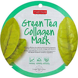 Purederm Green Tea & Collagen Sheet Μάσκα Προσώπου με Πράσινο Τσάι & Κολλαγόνο 18gr