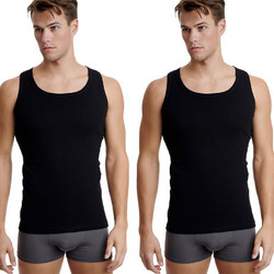 Walk Αμάνικα Ανδρικά Φανελάκια Βαμβακερά Σετ 2Pack Μαύρα W1950-2