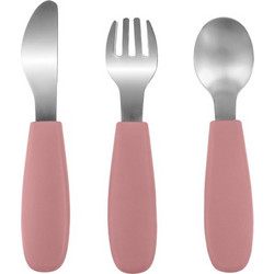 Zopa Silicone Children's Cutlery Σετ Βρεφικά Μαχαιροπίρουνα 6m+ Old Pink 3τμχ
