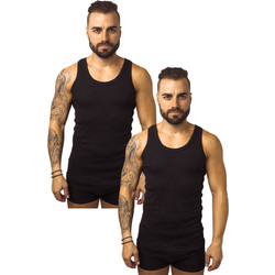 Onurel Αμάνικα Ανδρικά Φανελάκια Βαμβακερά Σετ 2Pack Μαύρα W14645