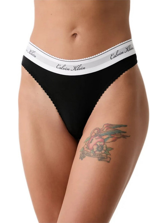 Calvin Klein Script Logo Γυναικείο String χωρίς Ραφές Μαύρο LV00QF9075-UB1
