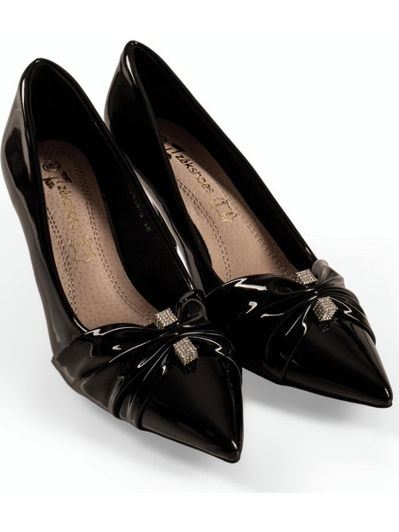 Zak Shoes Γόβες Λουστρίνι με Τακούνι Στιλέτο με Στρας Μαύρες SD38010