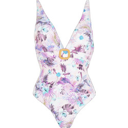 Gsecret Ολόσωμο Μαγιό Floral Λευκό Μωβ L33419-38786