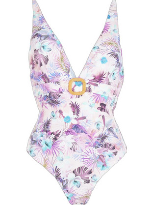Gsecret Ολόσωμο Μαγιό Floral Λευκό Μωβ L33419-38786