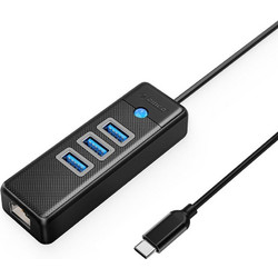 Orico PW3UR25-C3 0.5m USB Hub 3.0 USB-C με 4 Θύρες USB-A / Ethernet