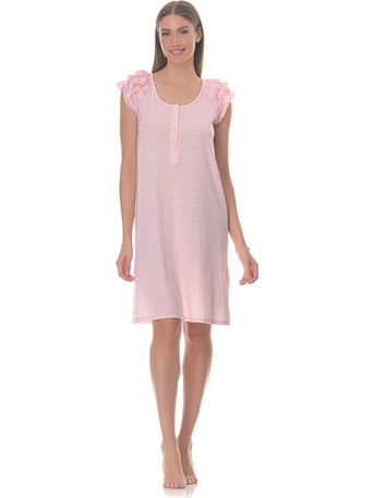 PNN Nightwear Evelyn Νυχτικό Εγκυμοσύνης Βαμβακερό Καλοκαιρινό Ροζ 0242-7470-2