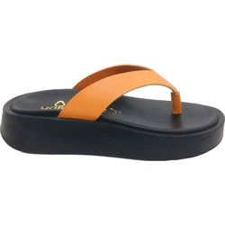 Yokono Δερμάτινες Γυναικείες Σαγιονάρες Flatforms Ανατομικές Πορτοκαλί DENIA-001