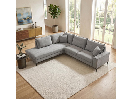 Pakoworld Zenqua Γωνιακός Καναπές Δεξιά Γωνία Γκρι 291x233x90cm 5207351346879