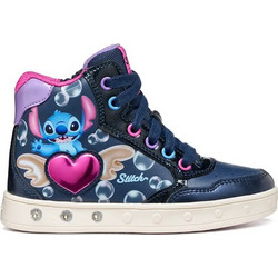 Geox Lilo & Stitch Παιδικά Sneakers Μποτάκια Navy Μπλε Φούξια J668WE054AJC4268
