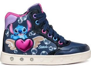 Geox Lilo & Stitch Παιδικά Sneakers Μποτάκια Navy Μπλε Φούξια J668WE054AJC4268