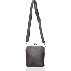 Bag to Bag Γυναικείο Τσαντάκι Χιαστί από Δερματίνη Ανθρακί με Στενό Λουρί KX-2415