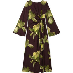 Moutaki Maxi Φόρεμα για Γάμο / Βάπτιση Floral Μεταξωτό Σοκολατί 26.07.104