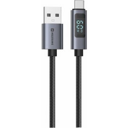Swissten Braided USB-A to USB-C 60W 1m Black 8595217491557