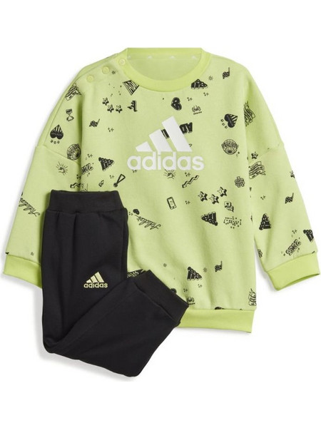 Adidas Brand Love Crew Βρεφικό Σετ Φόρμας Χειμωνιάτικο Lime Μαύρο IA1561