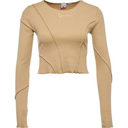 Karl Kani Γυναικείο Χειμερινό Crop Top Ριπ Μπεζ KW243-017-2