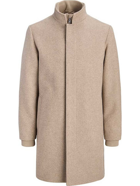 Jack & Jones Ανδρικό Παλτό Μακρύ με Επένδυση Μπεζ 12299724