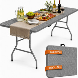 Bakaji Ορθογώνιο Τραπέζι Catering Polypropylene Πτυσσόμενο Γκρι 180x74x70cm 02002491