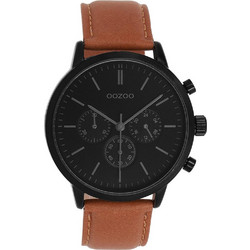 Oozoo Timepieces Ανδρικό Ρολόι Χρονογράφος με Καφέ Μεταλλικό Μπρασελέ C11708