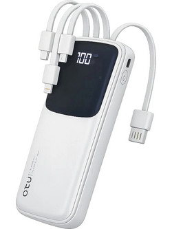 Otu PB-103 Power Bank 10000mAh με Ενσωματωμένα Καλώδια USB-C Lightning & micro USB White
