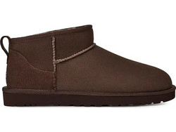 UGG Classic Ultra Mini Γυναικεία Μποτάκια Suede Σοκολατί με Γούνα 1116109-00K1