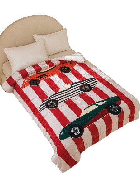 Rythmos Velocity Παιδική Κουβέρτα Fleece Οχήματα 160x220 Λευκή Κόκκινη
