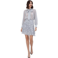 Toi & Moi Μίνι Φούστα Υφασμάτινη Ψηλόμεση Floral Γκρι 10-4061-226