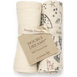 Double Dreams Pikpok Σετ Βρεφικές Λαβέτες Ώμου 100% Βαμβακερές Μπεζ 30x30cm 2τμχ