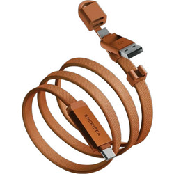 Energea CBL-SHTHTRV-ORG120 Braided Flat USB-A to USB-C 60W 1.2m Orange