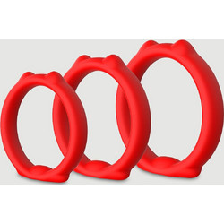 Cat Ears Σετ Ρυθμιζόμενα Δαχτυλίδια Πέους Σιλικόνης Κόκκινα 3τμχ