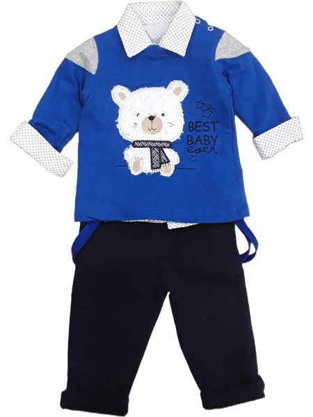 Hashtag Βρεφικό Σετ για Αγόρι Χειμωνιάτικο Royal Blue Λευκό Navy Μπλε 202118