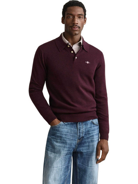 Gant Ανδρική Μπλούζα Polo Μακρυμάνικη Μπορντό 3G8060109-667