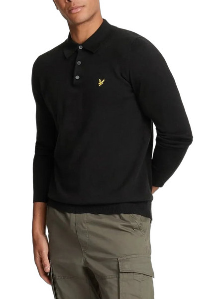 Lyle & Scott Ανδρική Μπλούζα Polo Μακρυμάνικη Μαύρη KN2113VC
