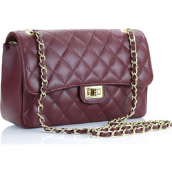 Passaggio Leather Γυναικεία Τσάντα Χιαστί Δερμάτινη Μπορντό με Αλυσίδα 6262-KR-212