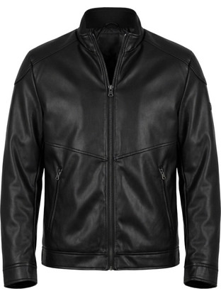 Funky Buddha Ανδρικό Μπουφάν Χειμωνιάτικο Δερματίνη Μαύρο FBM014-064-01