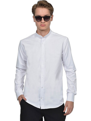 Berto Lucci Ανδρικό Πουκάμισο Μακρυμάνικο Slim Fit Λευκό 04262-1250-5008