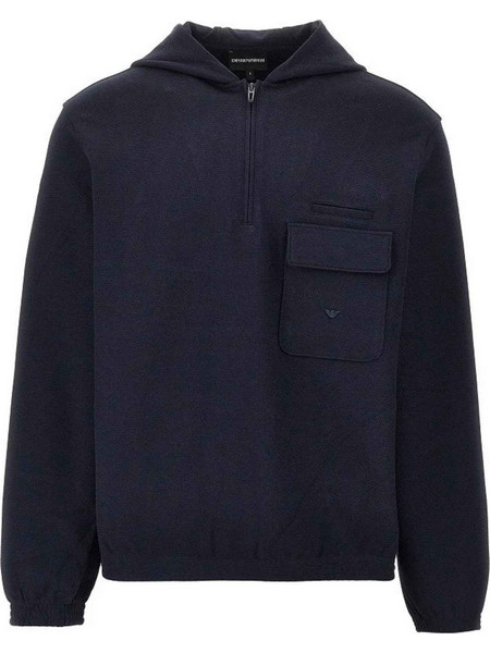 Emporio Armani Ανδρικό Φούτερ με Κουκούλα & Τσέπες Navy Μπλε EM006674AF27655UB118