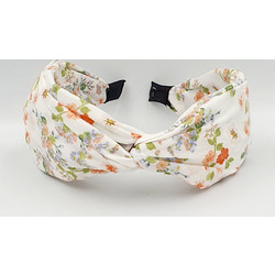 RO Accessories Στέκα Μαλλιών Υφασμάτινη Floral Λευκή 14-0119