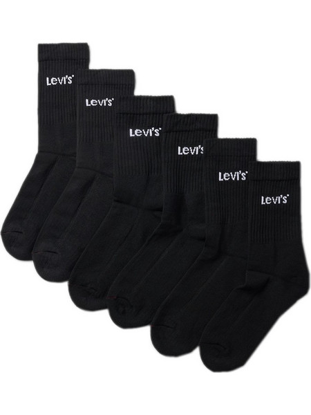 Levi's Ανδρικές Κάλτσες Ψηλές Μαύρες 6Pack 701244581-002