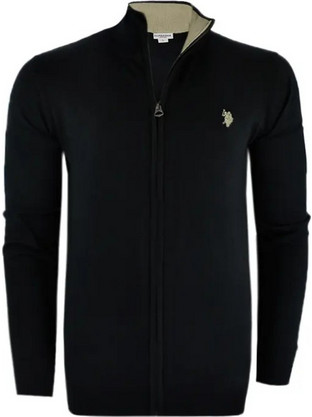 U.S. Polo Assn. Ανδρική Ζακέτα Πλεκτή με Φερμουάρ Μαύρη 44175002000062-199