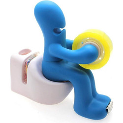 THE BUTT, Tape Dispenser, Pen Notepad Holder with Paper Clips and Tape for Desktop Organiser (Blue)