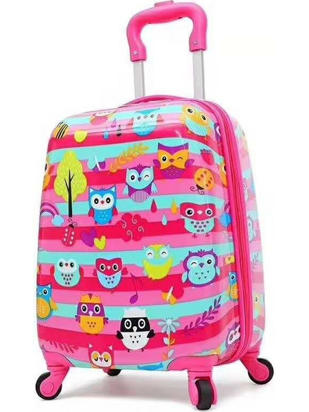 A2S Owl Παιδική Βαλίτσα Καμπίνας 45x30x20cm με 4 Ρόδες Ροζ