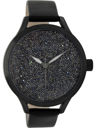 Oozoo Timepieces Γυναικείο Ρολόι με Μαύρο Δερμάτινο Λουράκι C9129