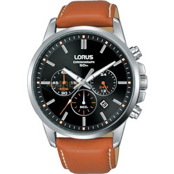 Lorus Ανδρικό Ρολόι Χρονογράφος με Καφέ Δερμάτινο Λουράκι RT387GX9