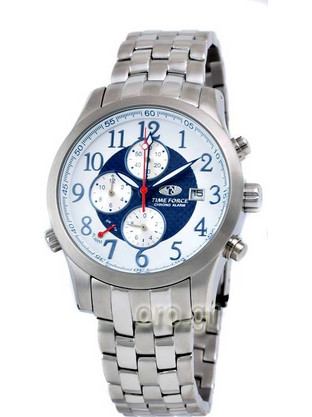 Time Force Chrono Ανδρικό Ρολόι Χρονογράφος με Ασημί Μεταλλικό Μπρασελέ 2807MB03