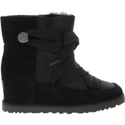 UGG Γυναικεία Μποτάκια Πλατφόρμα Suede Μαύρα με Γούνα 1104612-BLK