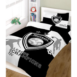 Komvos Σετ Παιδικά Σεντόνια Μονά Βαμβακερά 160x240 Champions Black/White